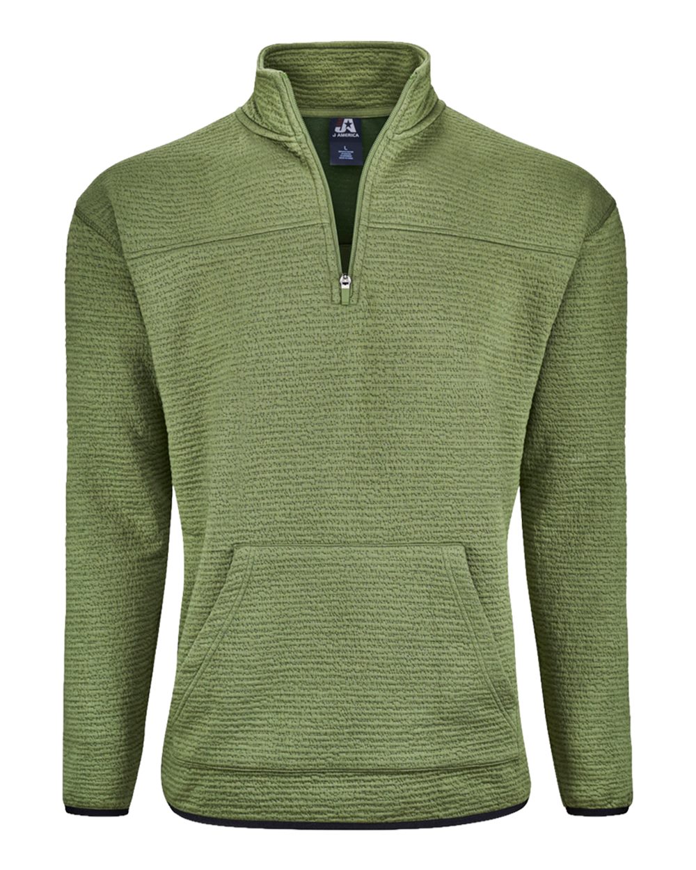 J. America 8773 Unisex Pebble Fleece Quarter-zip Pullover - Moss
