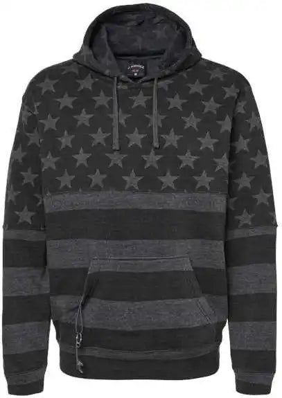 J. America 8815 Tailgate Hooded Sweatshirt Black Stars &amp; Stripes