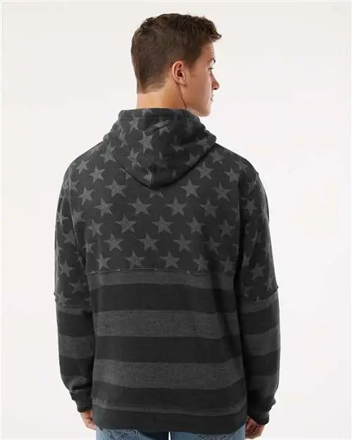 J. America 8815j Tailgate Hooded Sweatshirt - 8815 - Black Stars Stripes