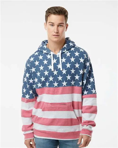 J. America 8815j Tailgate Hooded Sweatshirt - 8815 - Stars Stripes