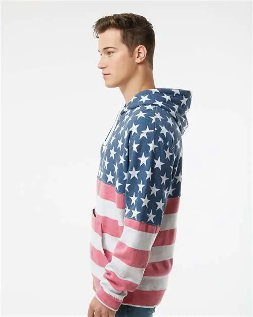 J. America 8815j Tailgate Hooded Sweatshirt - 8815 - Stars Stripes