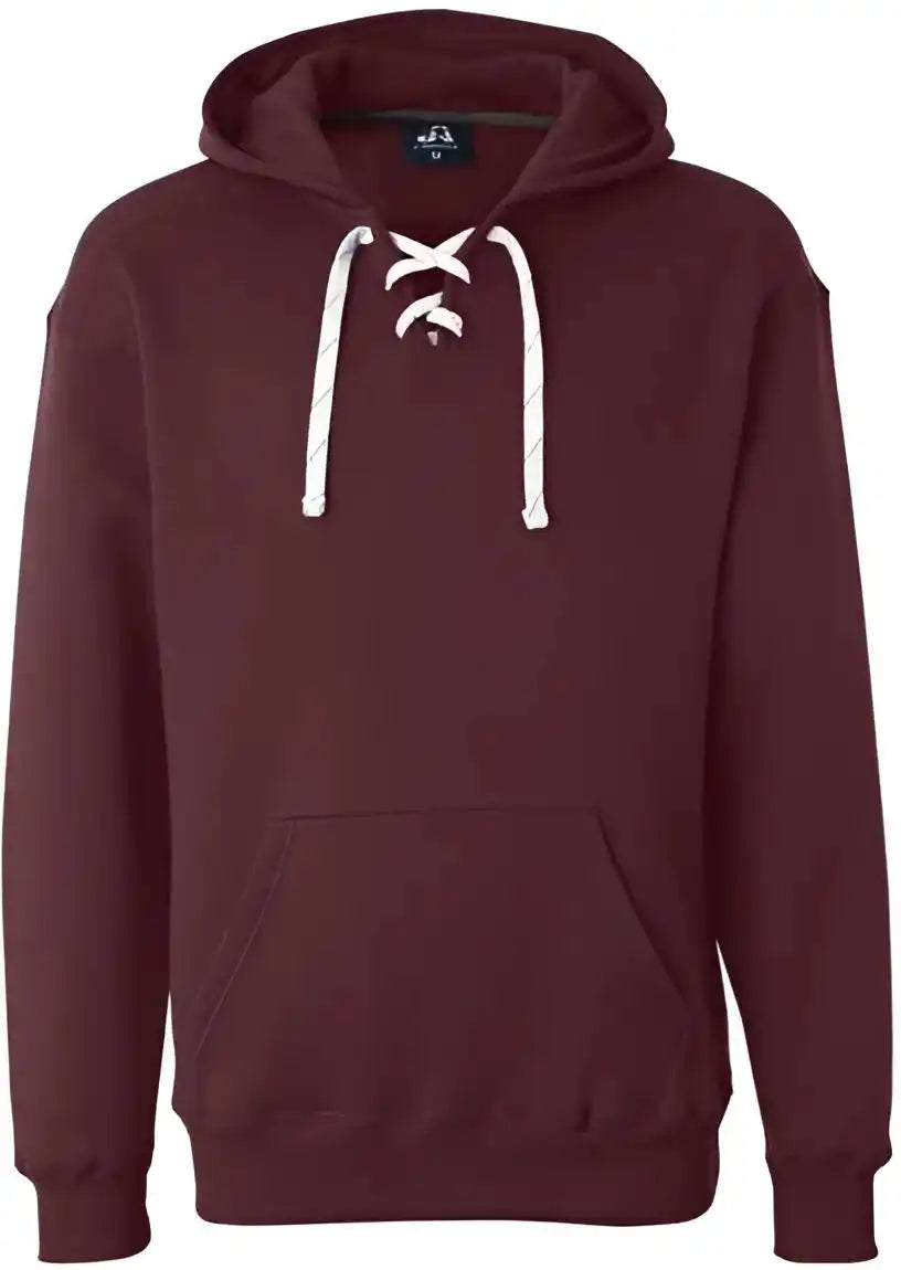J. America 8830 Sport Lace Hooded Sweatshirt Maroon