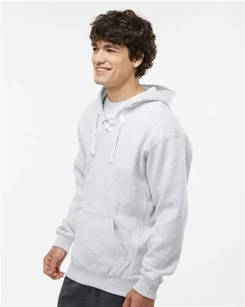 J. America 8830j Sport Lace Hooded Sweatshirt - 8830 - Ash Heather