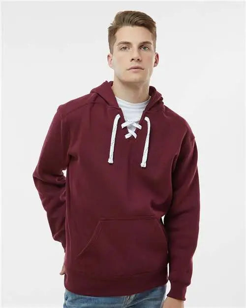 J. America 8830j Sport Lace Hooded Sweatshirt - 8830 - Maroon