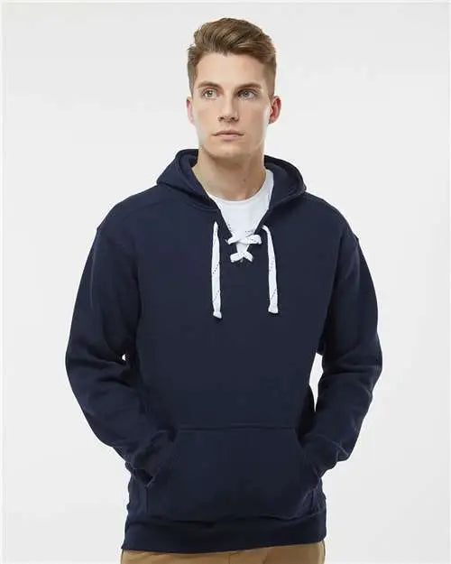 J. America 8830j Sport Lace Hooded Sweatshirt - 8830 - Navy