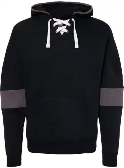 J. America 8832 Sport Lace Colorblocked Fleece Hooded Sweatshirt - Black