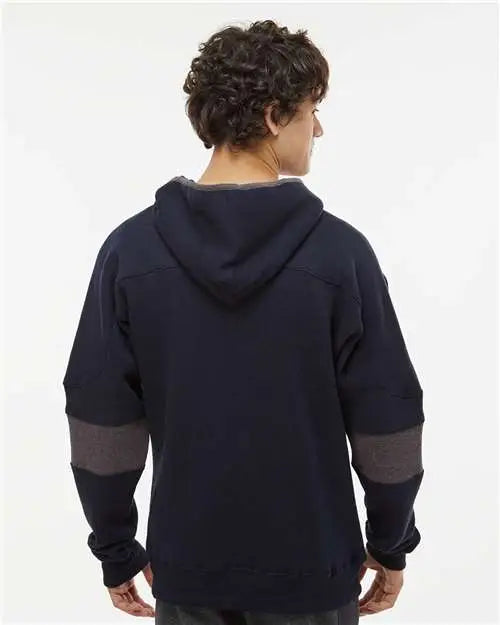 J. America 8832a Sport Lace Colorblocked Fleece Hooded Sweatshirt - 8832 - Navy