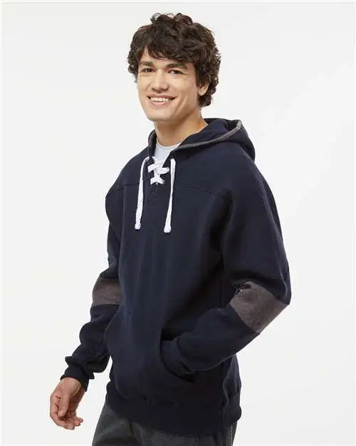 J. America 8832a Sport Lace Colorblocked Fleece Hooded Sweatshirt - 8832 - Navy