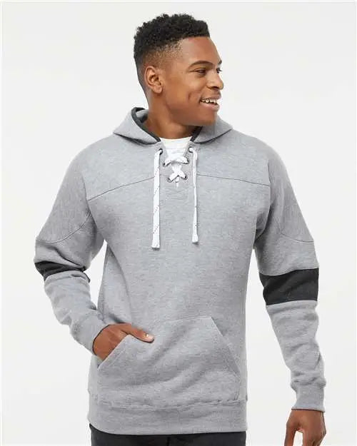 J. America 8832a Sport Lace Colorblocked Fleece Hooded Sweatshirt - 8832 - Oxford