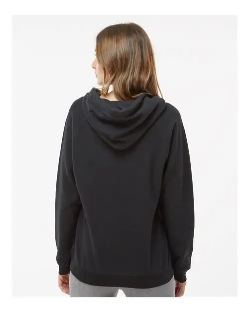 J. America 8836 Women’s Sueded V-neck Hooded Sweatshirt - Black