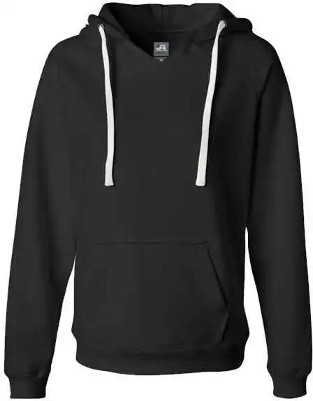 J. America 8836 Women’s Sueded v Neck Hooded Sweatshirt Black
