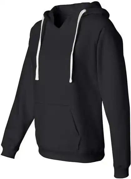 J. America 8836 Women’s Sueded v Neck Hooded Sweatshirt Black