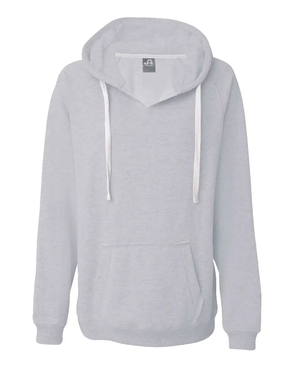 J. America 8836 Women’s Sueded V-neck Hooded Sweatshirt - Oxford - Gray / s
