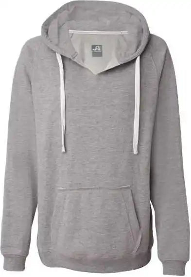J. America 8836 Women’s Sueded V-neck Hooded Sweatshirt - Oxford