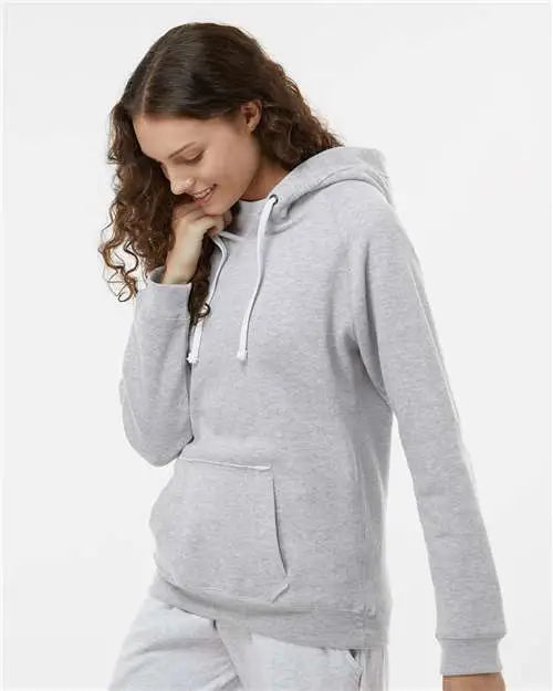 J. America 8836 Women’s Sueded V-neck Hooded Sweatshirt - Oxford