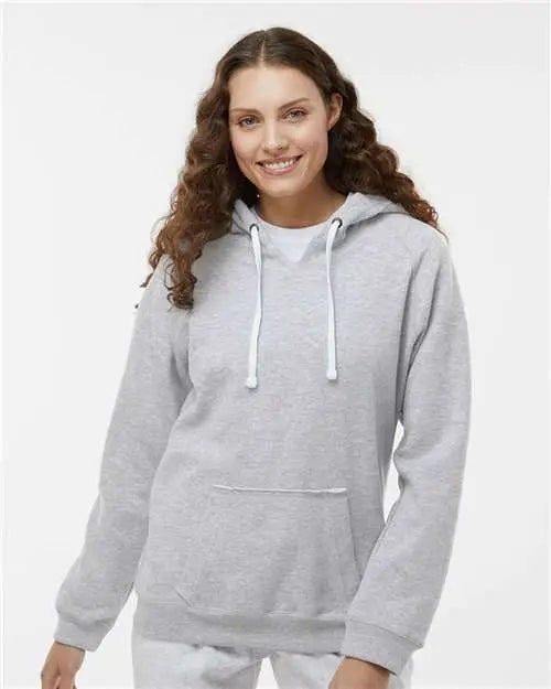 J. America 8836 Women’s Sueded V-neck Hooded Sweatshirt - Oxford