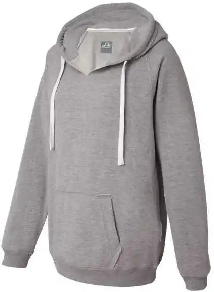 J. America 8836 Women’s Sueded V-neck Hooded Sweatshirt - Oxford