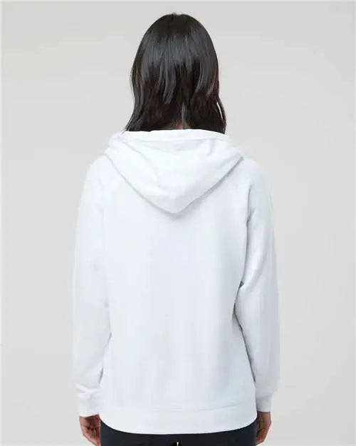 J. America 8836 Women’s Sueded V-neck Hooded Sweatshirt - White
