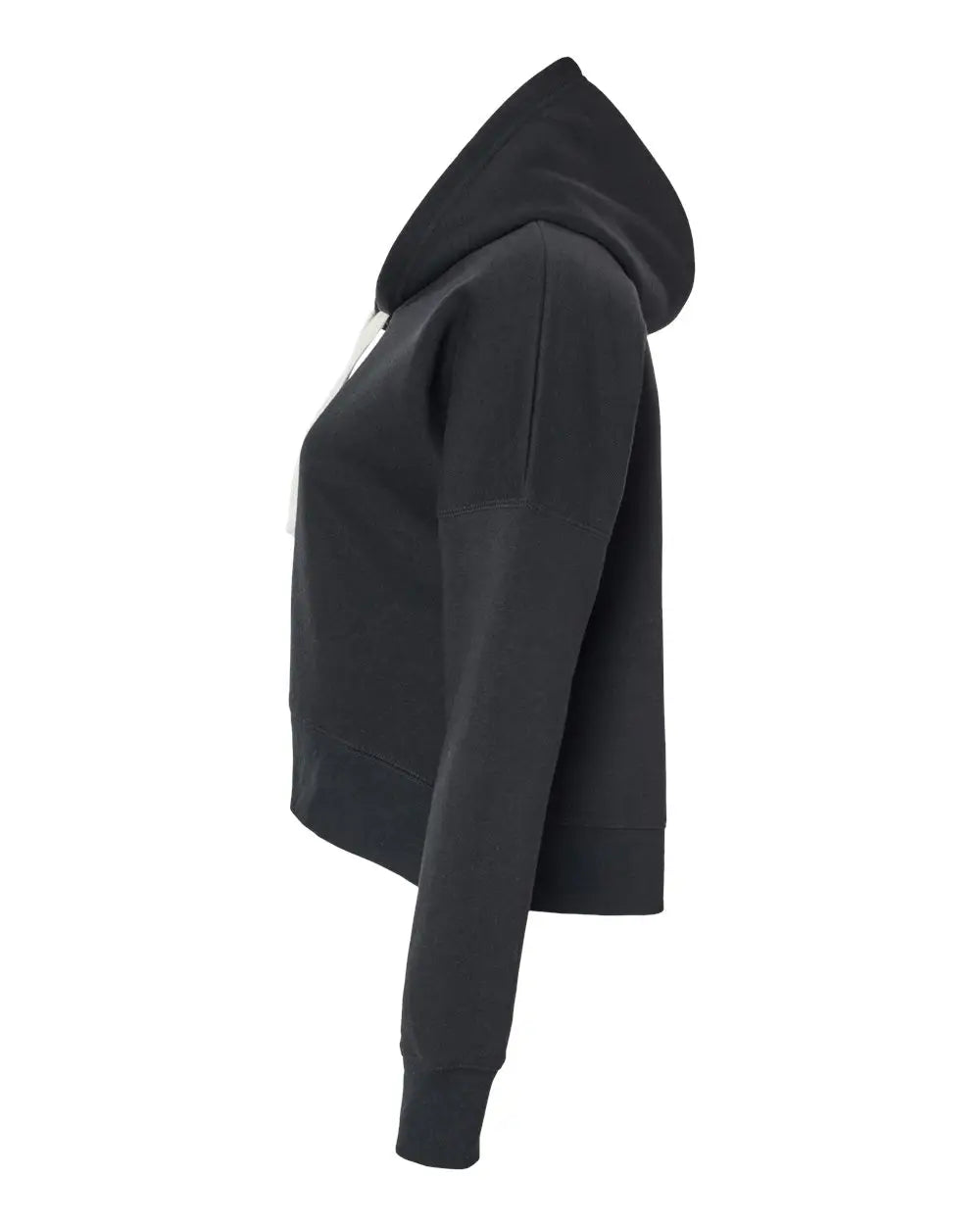 J. America 8853 Women’s Crop Hooded Sweatshirt - Black Solid
