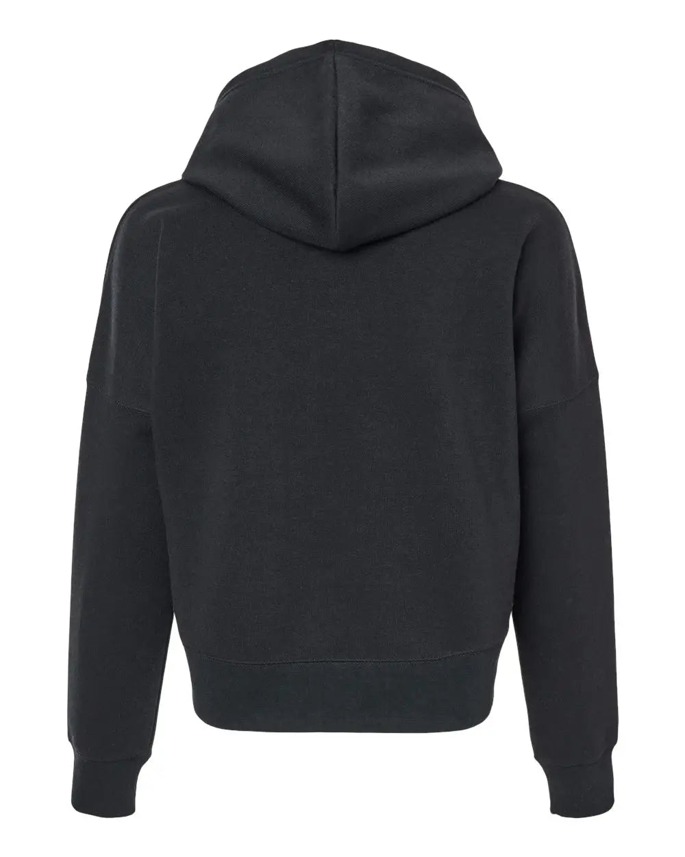 J. America 8853 Women’s Crop Hooded Sweatshirt - Black Solid