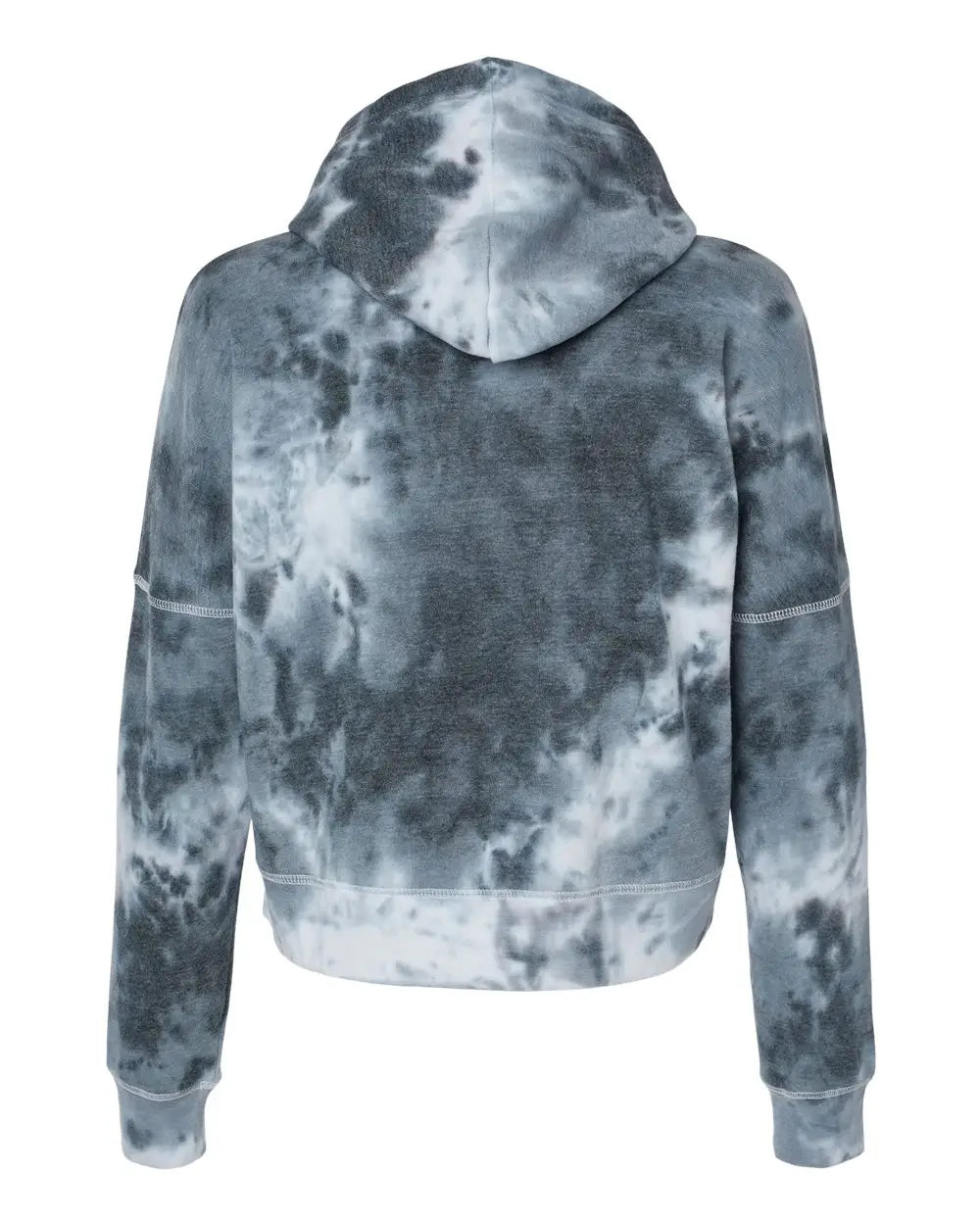 J. America 8853 Women’s Crop Hooded Sweatshirt - Black Tie Dye