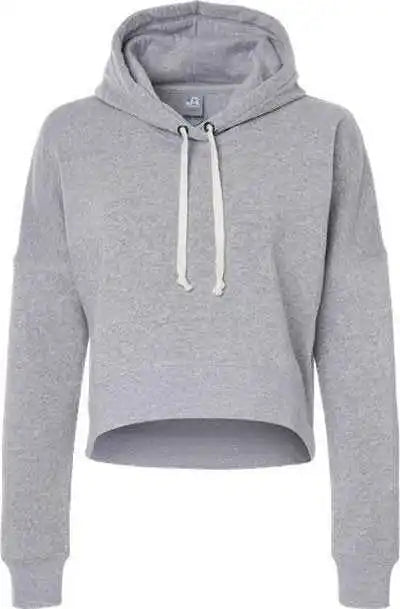 J. America 8853 Women’s Crop Hooded Sweatshirt - Gray Triblend