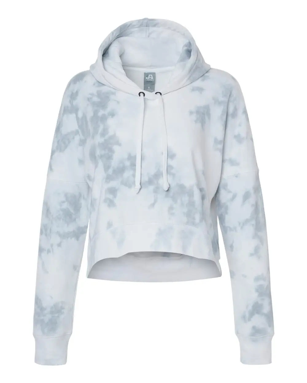 J. America 8853 Women’s Crop Hooded Sweatshirt - Grey Tie Dye