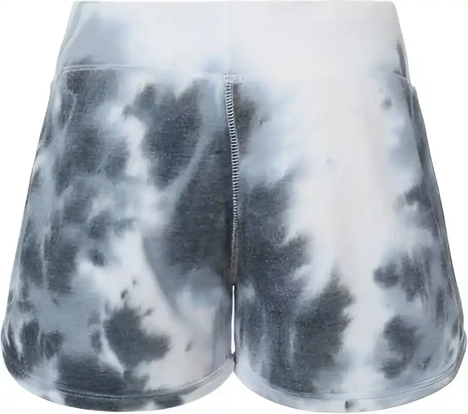 J. America 8856 Women’s Fleece Shorts - Black Tie Dye