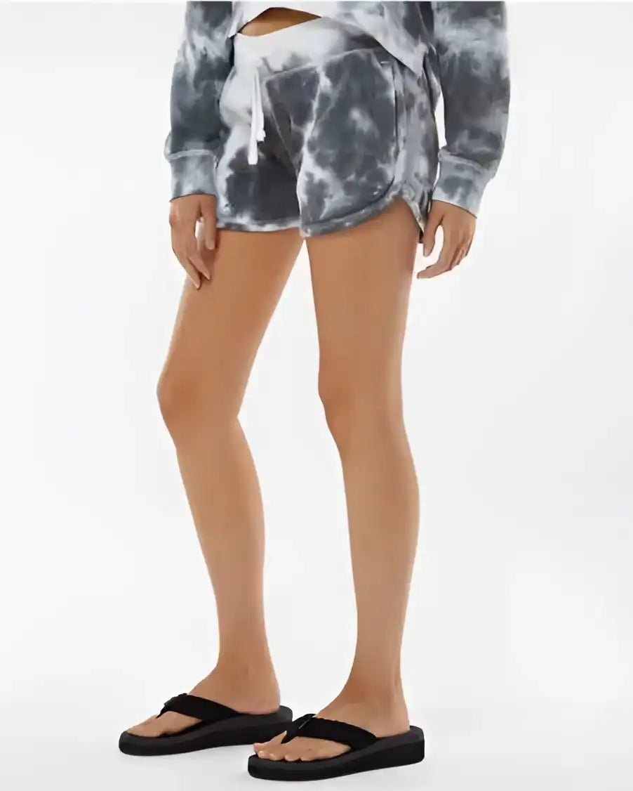 J. America 8856 Women’s Fleece Shorts - Black Tie Dye