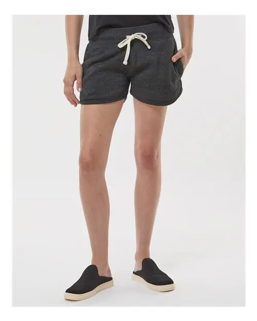 J. America 8856 Women’s Fleece Shorts - Black Triblend
