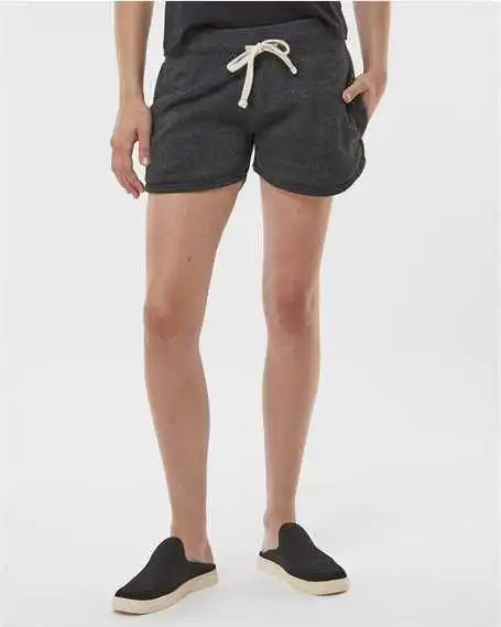 J. America 8856 Women’s Fleece Shorts - Black Triblend