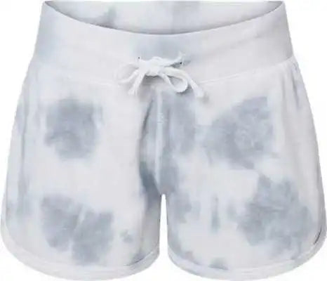 J. America 8856 Women’s Fleece Shorts - Gray Tie Dye
