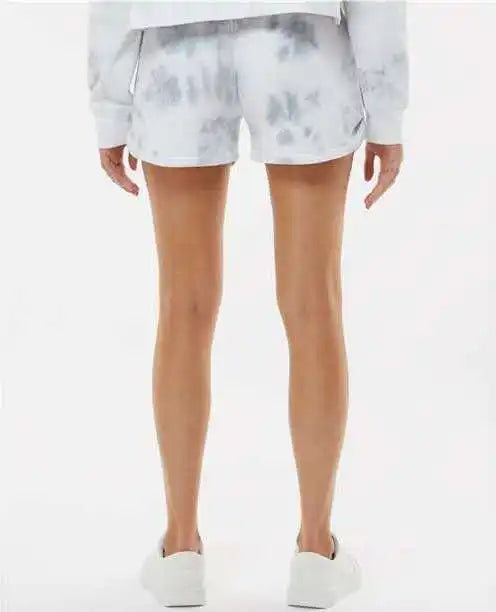 J. America 8856 Women’s Fleece Shorts - Gray Tie Dye