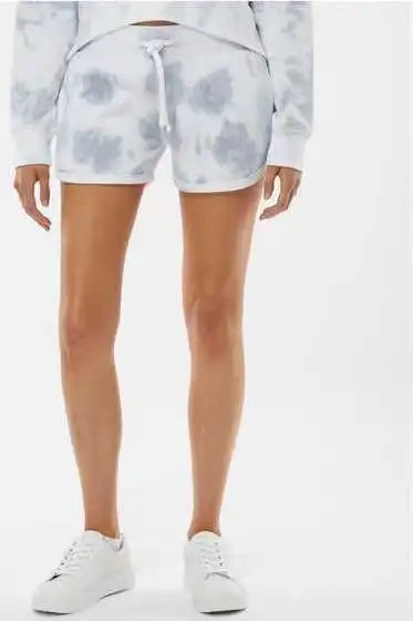 J. America 8856 Women’s Fleece Shorts - Gray Tie Dye