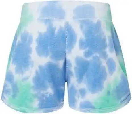 J. America 8856 Women’s Fleece Shorts - Lagoon Tie Dye