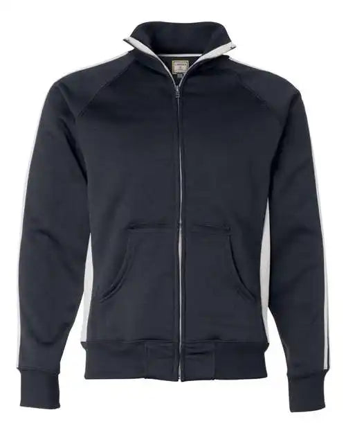 J. America 8858 Vintage Polyester Fleece Track Jacket Navy White