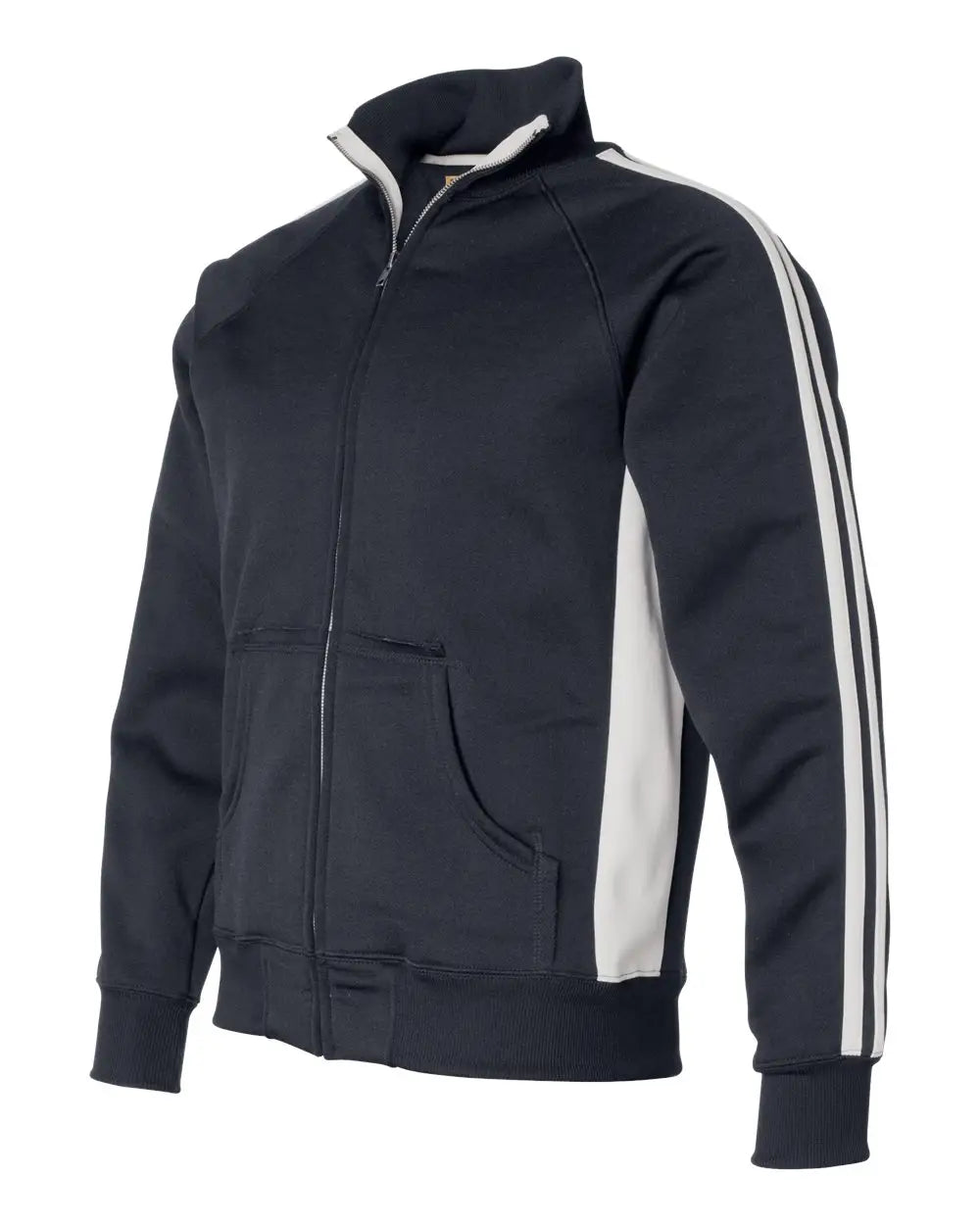 J. America 8858 Vintage Polyester Fleece Track Jacket - Navy White