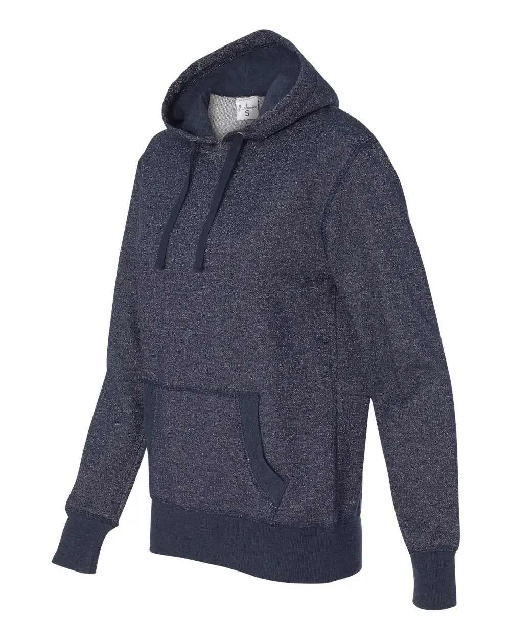 J. America 8860j Women’s Glitter French Terry Hooded Sweatshirt - 8860 - Navy Silver - Navy/ / Ladies Xs