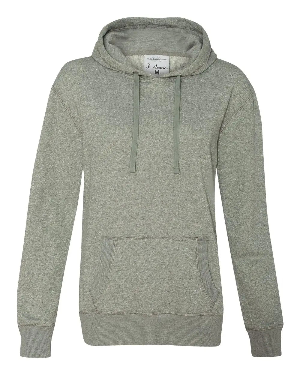 J. America 8860j Women’s Glitter French Terry Hooded Sweatshirt - 8860 - Oxford Silver