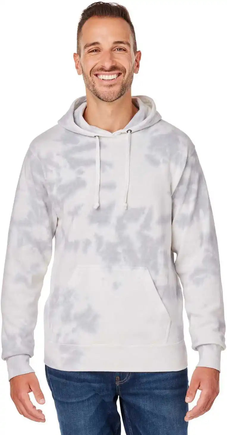 J. America 8861 Tie Dye Fleece Hooded Sweatshirt Gray