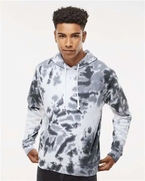 J. America 8861j Tie-dyed Fleece Hooded Sweatshirt - 8861 - Black Tie Dye