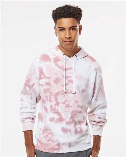 J. America 8861j Tie-dyed Fleece Hooded Sweatshirt - 8861 - Dusty Rose Tie Dye
