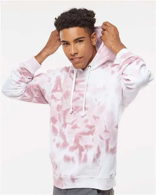 J. America 8861j Tie-dyed Fleece Hooded Sweatshirt - 8861 - Dusty Rose Tie Dye