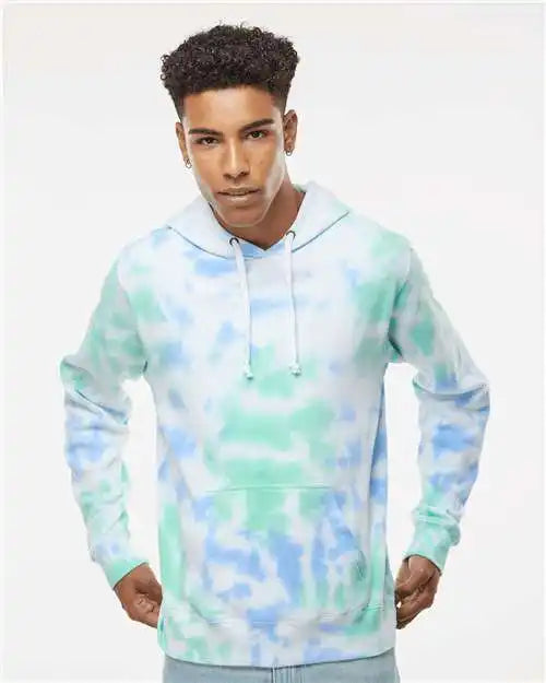 J. America 8861j Tie-dyed Fleece Hooded Sweatshirt - 8861 - Lagoon Tie Dye