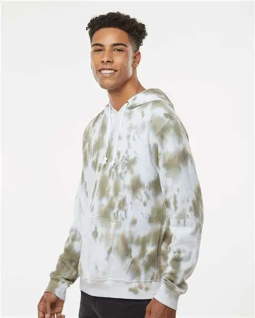 J. America 8861j Tie-dyed Fleece Hooded Sweatshirt - 8861 - Olive Tie Dye