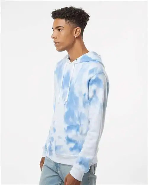 J. America 8861j Tie-dyed Fleece Hooded Sweatshirt - 8861 - Periwinkle Tie Dye