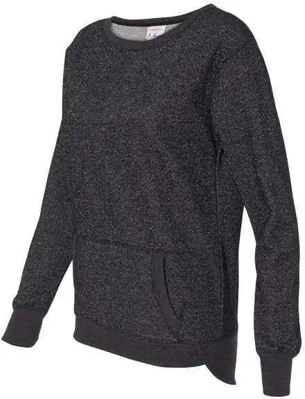 J. America 8867 Womens Glitter French Terry Sweatshirt - Black Silver