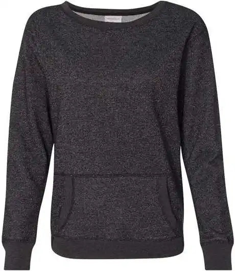 J. America 8867 Womens Glitter French Terry Sweatshirt - Black Silver