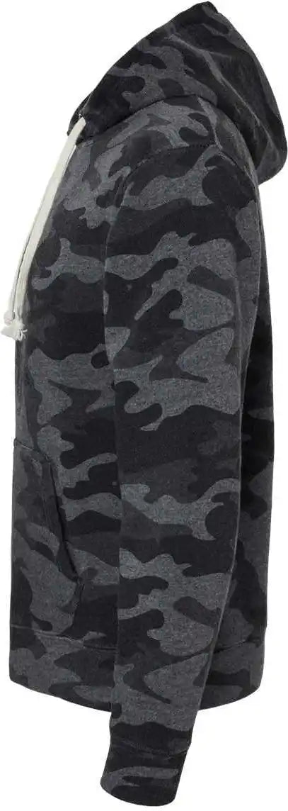 J. America 8871 Triblend Fleece Hooded Sweatshirt Black Camo