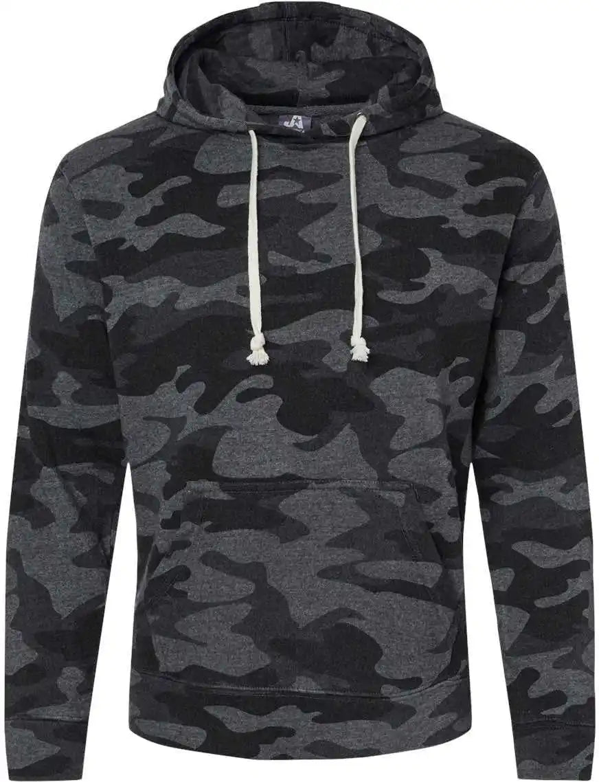 J. America 8871 Triblend Fleece Hooded Sweatshirt - Black Camo